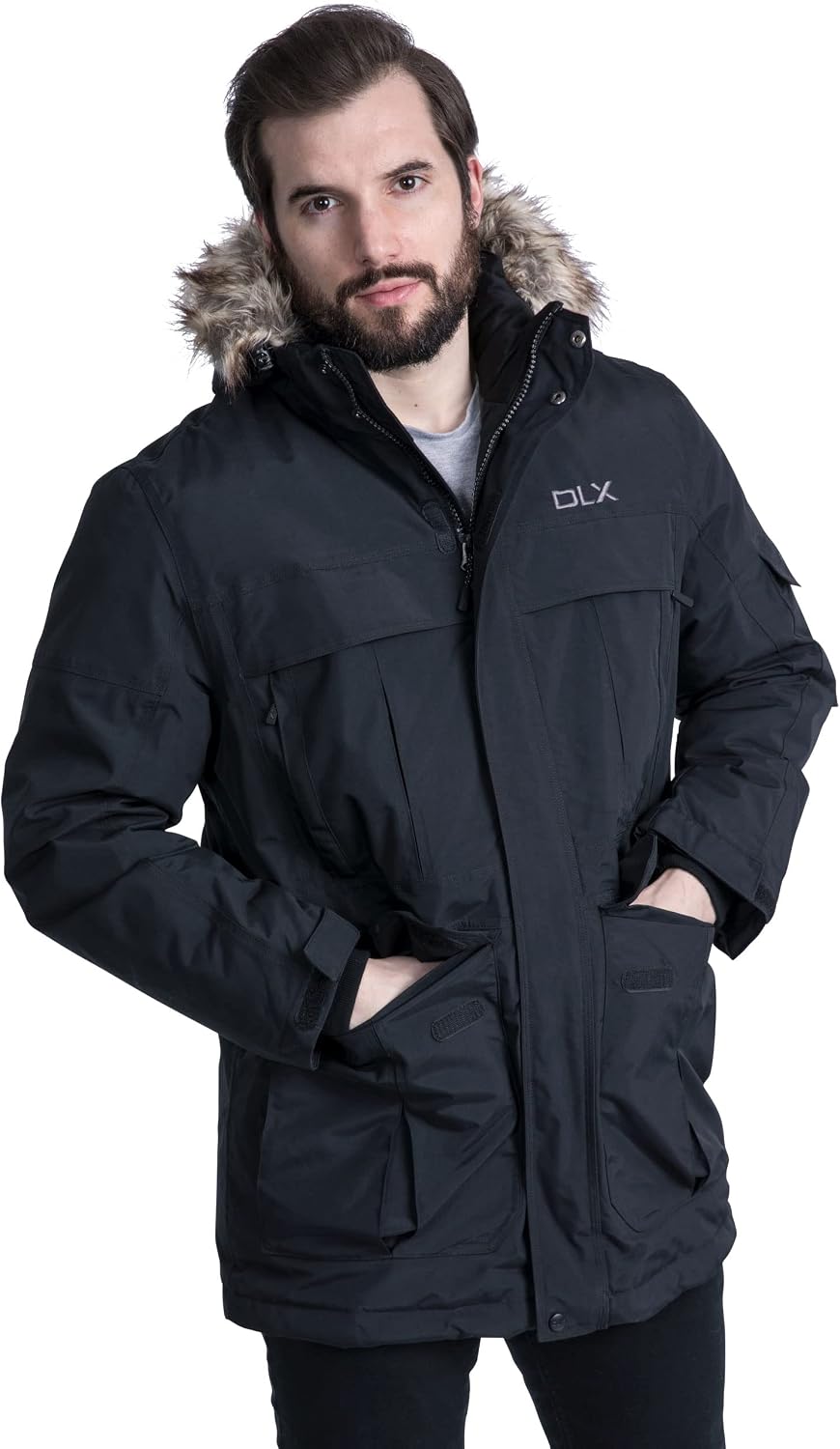 DLX Trespass Mens Waterproof Down Parka Jacket Highland S Black
