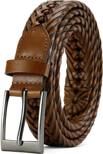 Mens Belts, Braided Leather Dress Belt,Woven Braided Belts for Gift Men Casual Jeans Golf 30bz Tan Belt Fits 34" to 38" waist