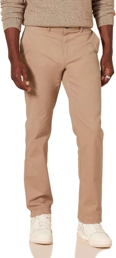 Men's Slim-Fit Casual Stretch Chino Pant 32W x 30L Dark Khaki Brown