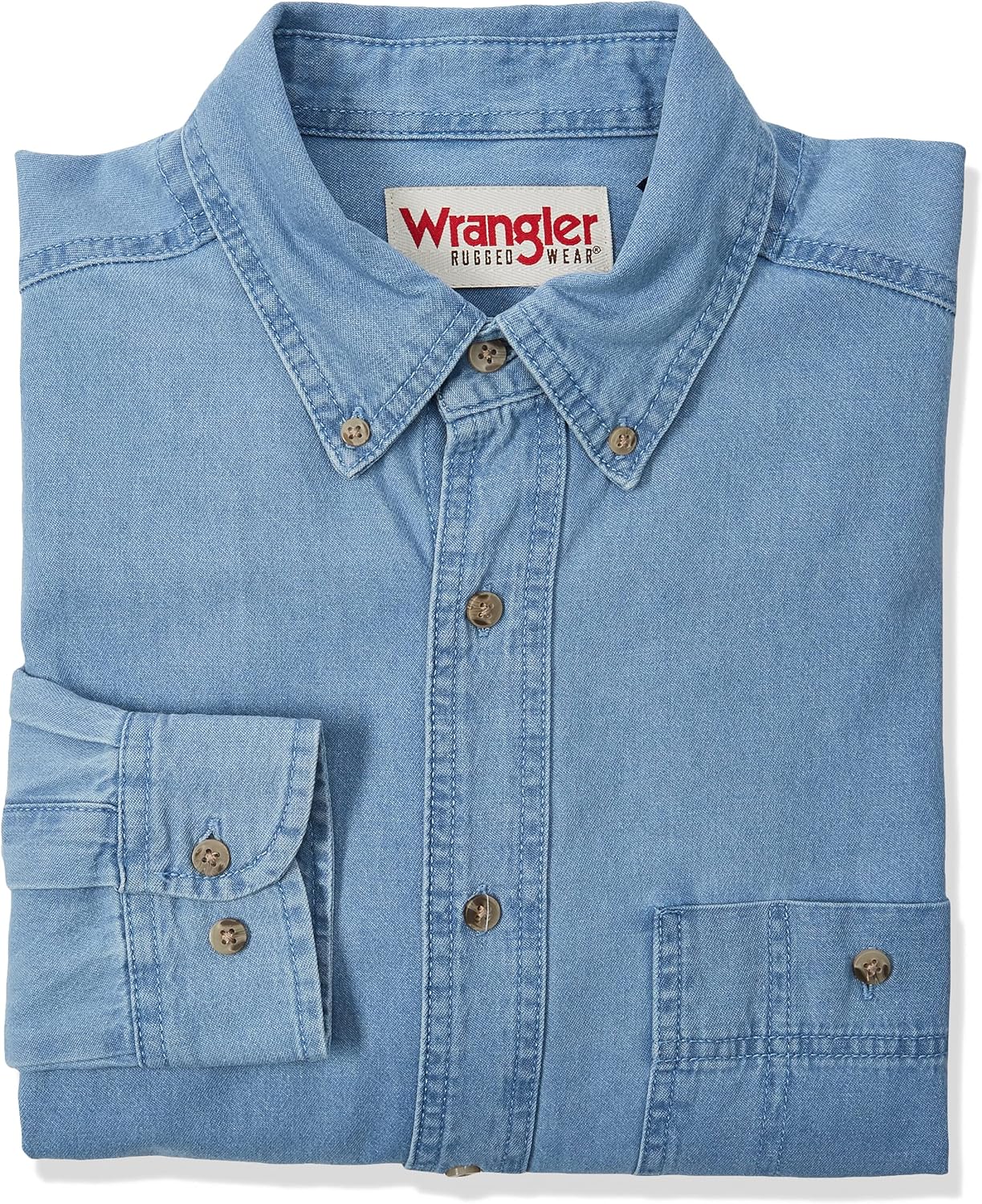 Wrangler Men's Denim Button Down Shirt Denim X-Large