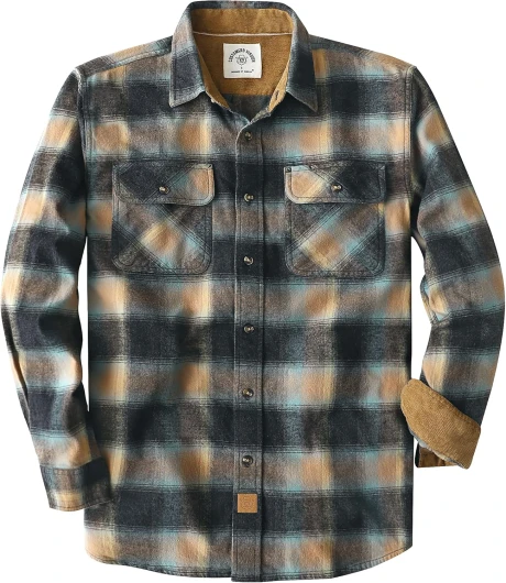 ® Mens Flannel Shirt Long Sleeve Button Down Plaid All Cotton Soft Brushed Flannel Shirt for Men Utility Casual Shirt Medium Cream Brown Dark Grey