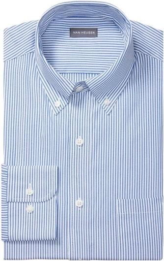 Men's Regular Fit Pinpoint Stripe Dress Shirt - Amazon Exclusive Blue 16" Neck 32"-33" Sleeve