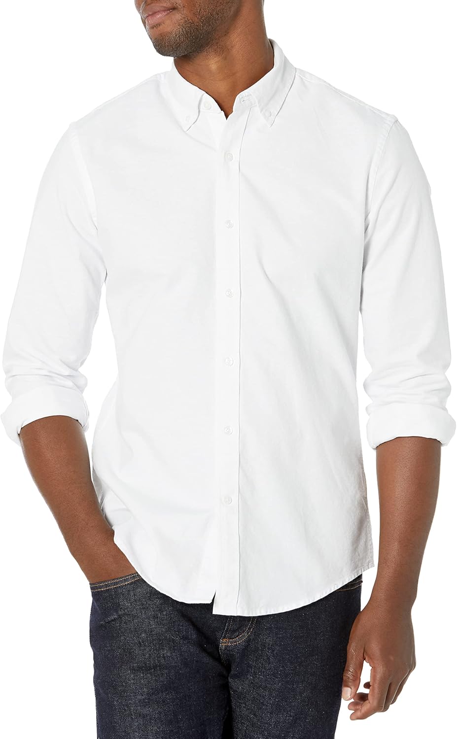 Men's Slim-Fit Long-Sleeve Oxford Shirt Small White
