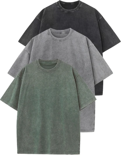 3 Pack Men Oversized T Shirts Acid Washed Unisex Tee Loose Fit Short Sleeve Casual Streetwear Baggy Basic Tops Large Black+grey+armygreen