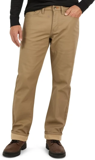Fleece Lined Pants - Men's Regular Fit Fleeced Lined Canvas Pants for Mens 36W x 32L Mushroom