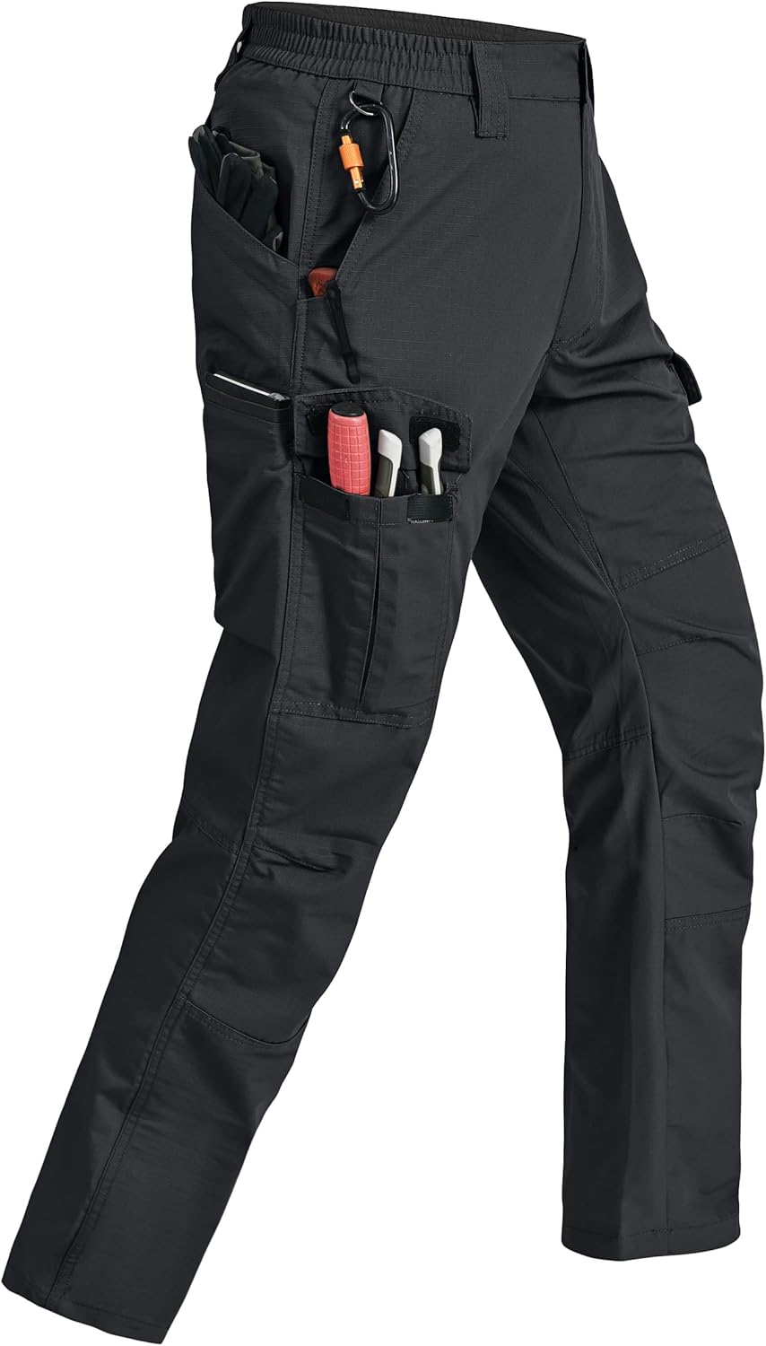 Mens Cargo Pants Ripstop Water Resistant Breathable Tactical Hiking Pants with 7 Pockets 32W x 30L Black