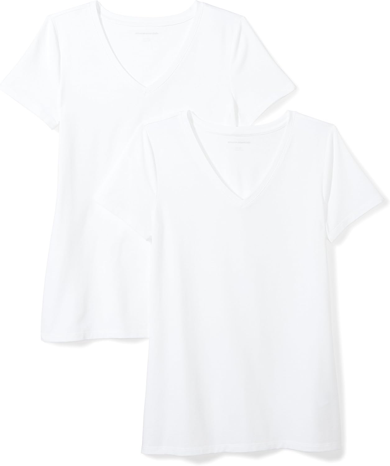 Women's Regular-Fit Short-Sleeve V-Neck T-Shirt, Multipacks 2 White Large