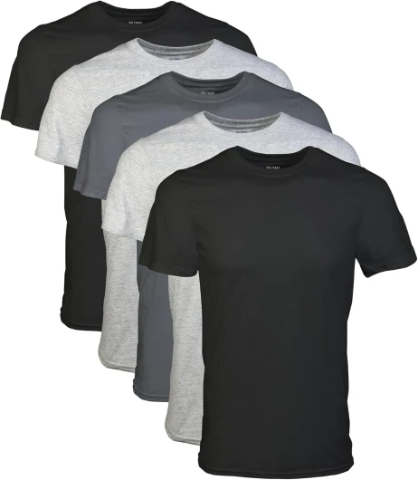 Men's Crew T-Shirts, Multipack, Style G1100 5 Black/Sport Grey/Charcoal (5-pack) Large