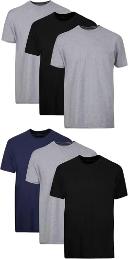 Packs, Stay-Tucked Soft Cotton, Best Undershirts for Men, White/Black/Asstd Multipacks Large Black/Grey/Blue Assorted - 6 Pack 6