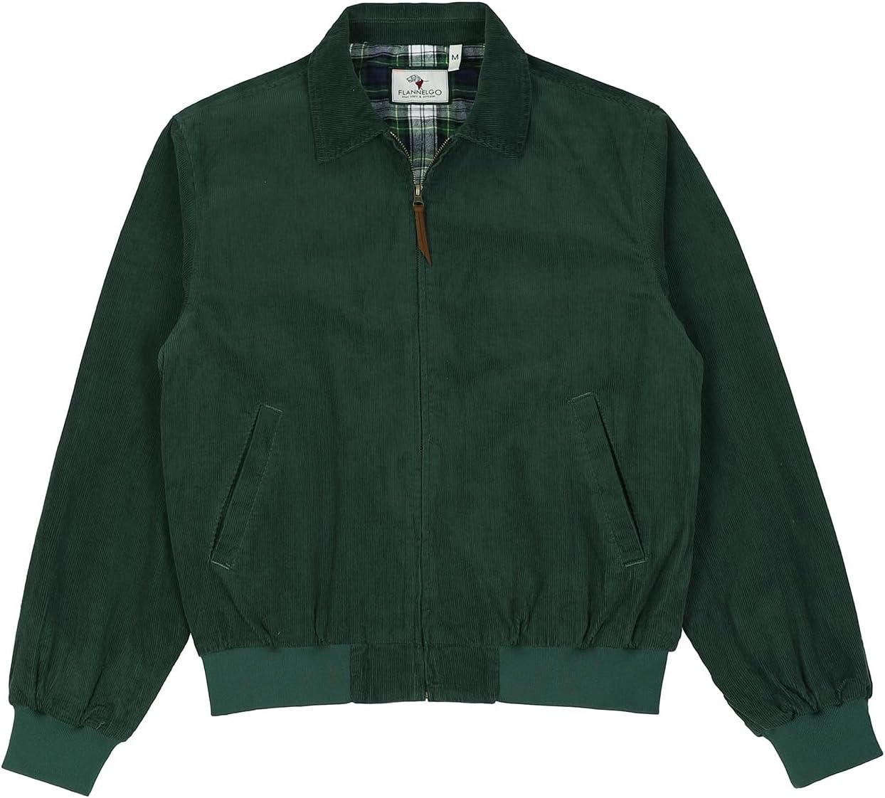 Men's Corduroy Jacket with Full Flannel Lined,Zip Up Casual Vintage Outerwear Coat,100% Cotton Moss Medium