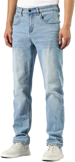 Men's Baggy Slim Fit Stretch Work Jeans - Straight Loose Blue Elastic 32 528007-blue