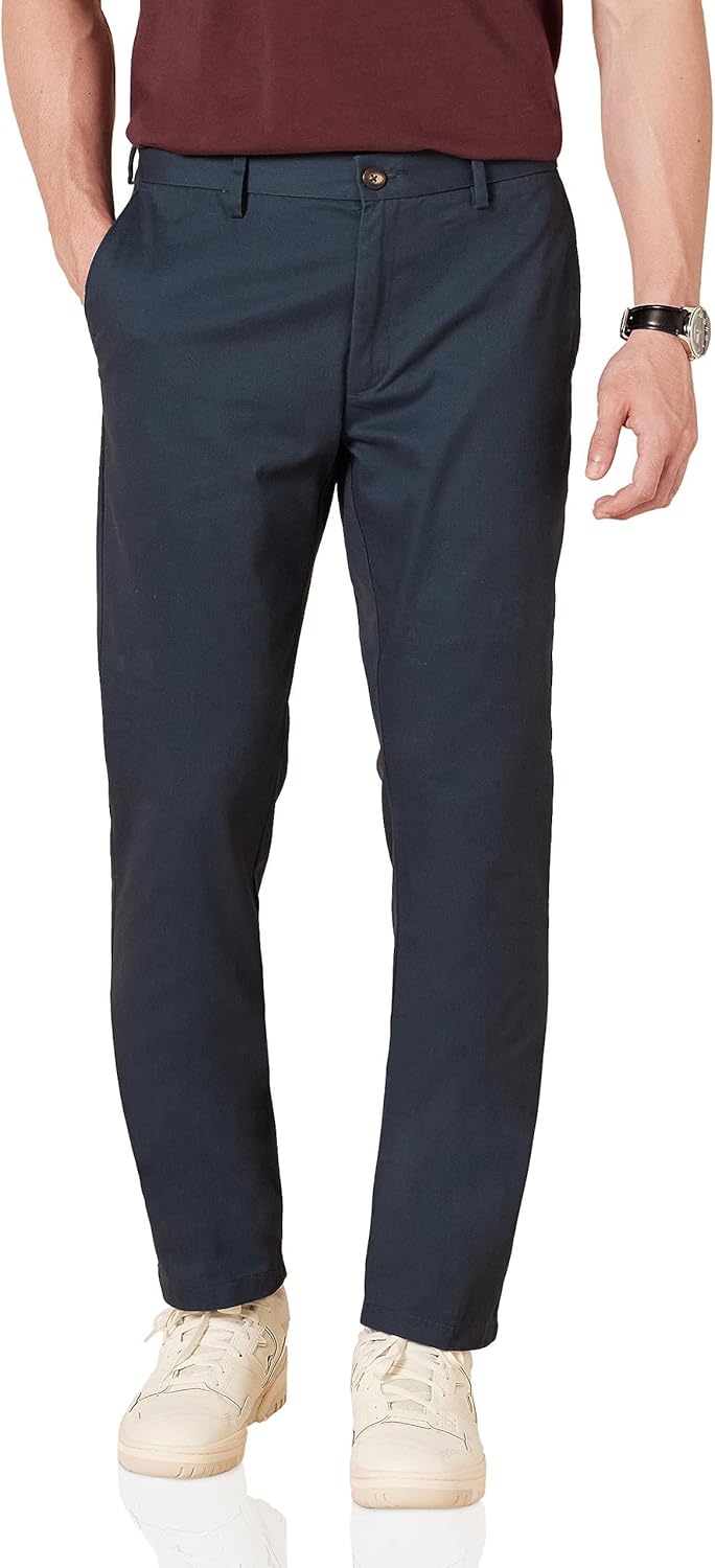 Men's Slim-Fit Wrinkle-Resistant Flat-Front Chino Pant 28W x 32L Navy