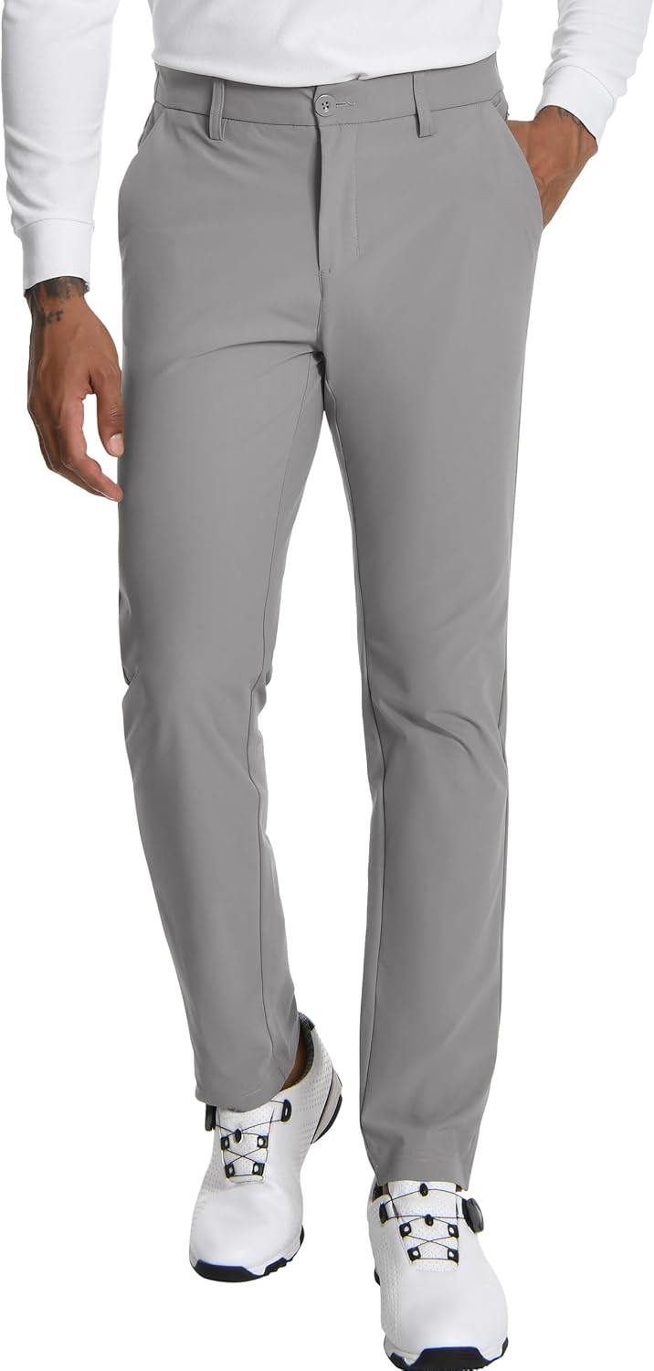 Men's Golf Pants - 30"/32" Dress Pants Wrinkle Free 5 Pockets Stretch Casual Work Travel Slacks Light Grey-5 Pockets 32W x 32L