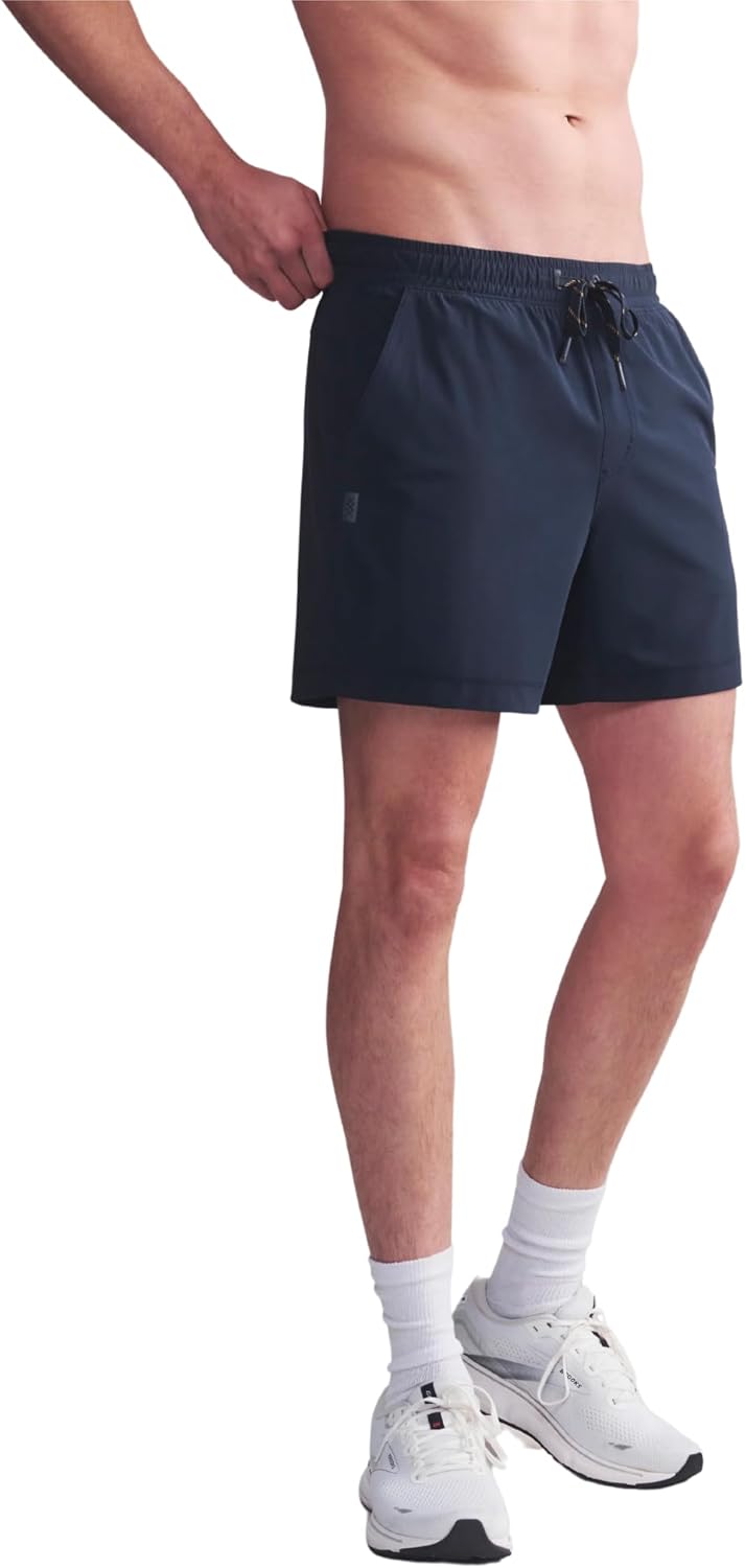 Mens Lined Workout Short, Lightweight, All-Way Stretch Gym Short with Medium Compression Liner Large True Navy