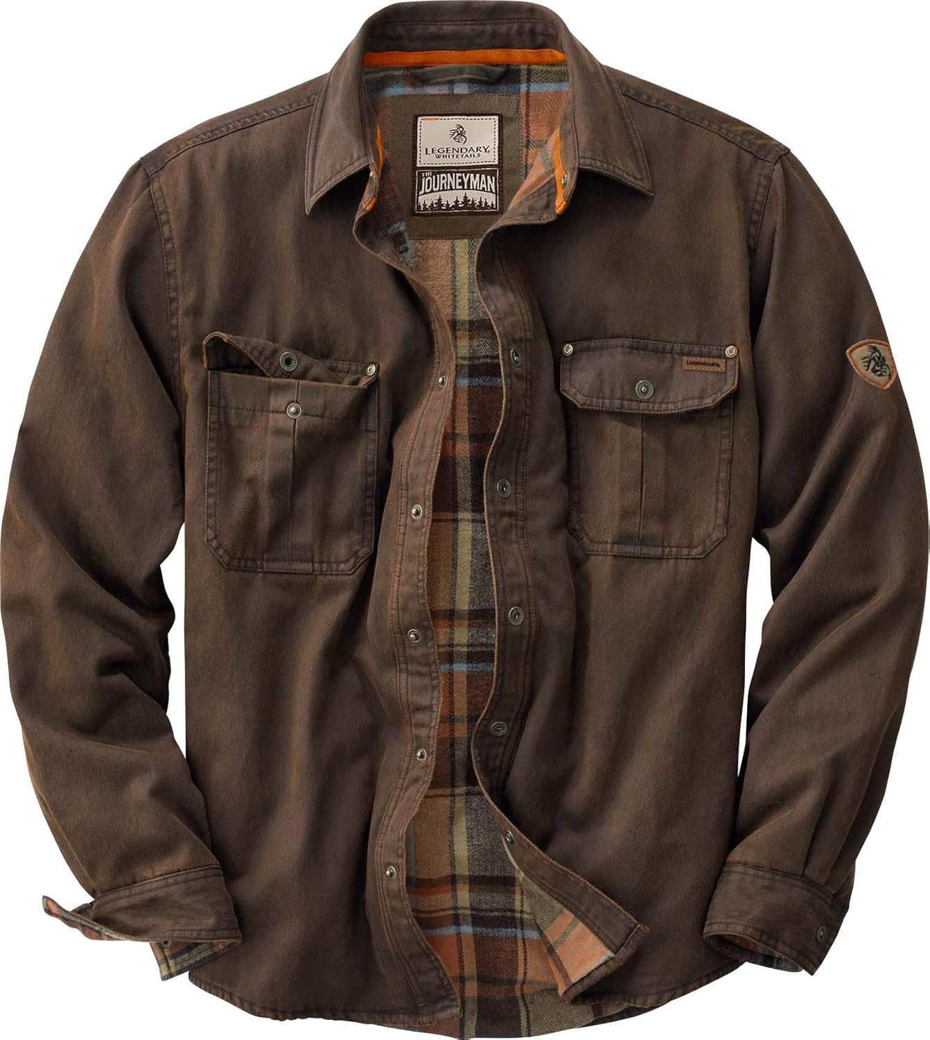 Men's Flannel Lined Shirt Jacket Waxed Cotton Water Resistant XX-Large Tobacco