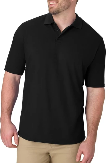 Men’s X-Temp Short Sleeve Polo Shirt, Midweight Men's Shirt Large Black