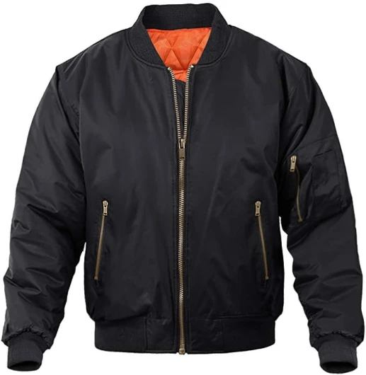 Men's Bomber Jacket Casual Fall Winter Military Jacket and Coats Outwear Medium Black