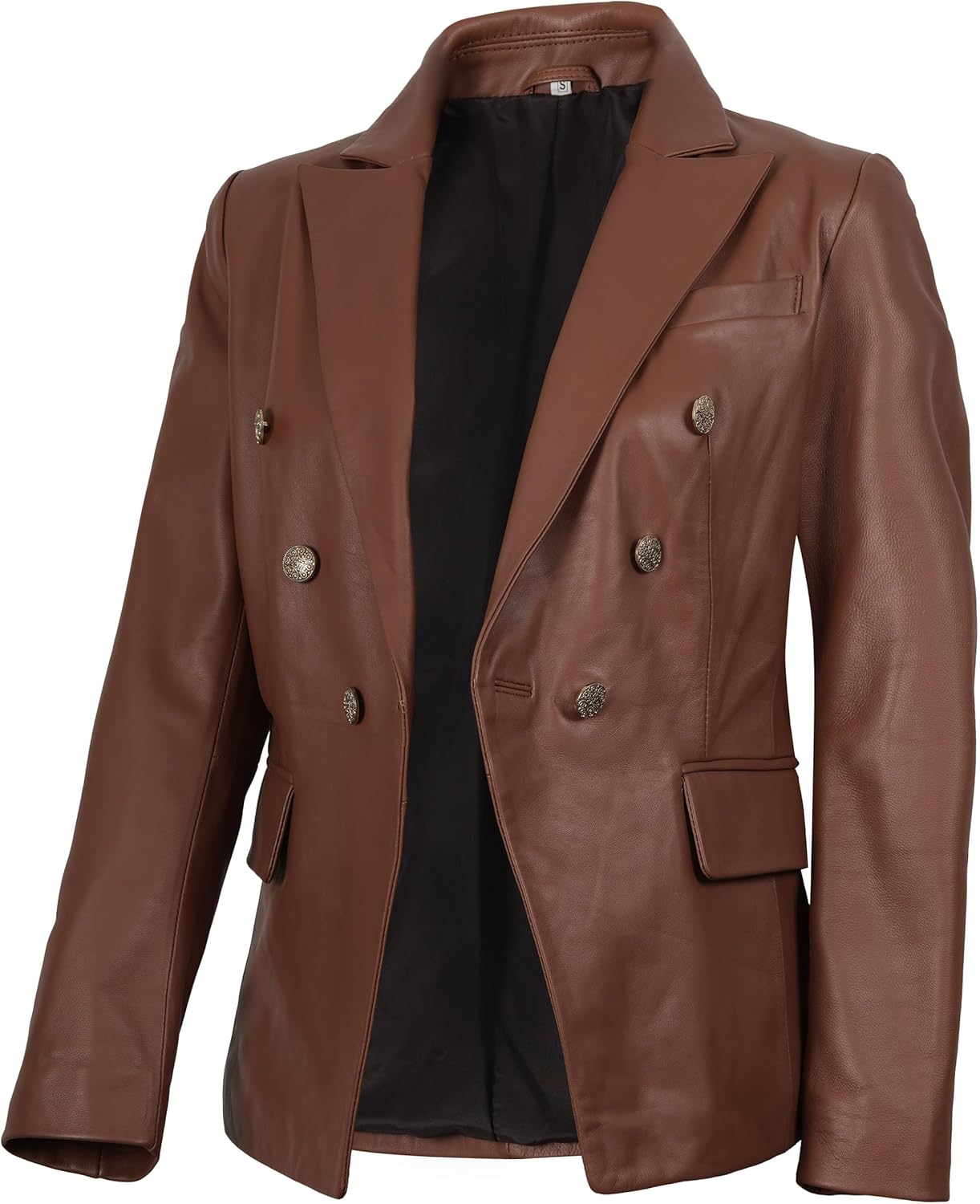 Leather Blazers For Women - Blazers For Women Business Casual - Real Lambskin Blazer Jackets For Women's Kim K - Cognac Leather Jacket Women Medium