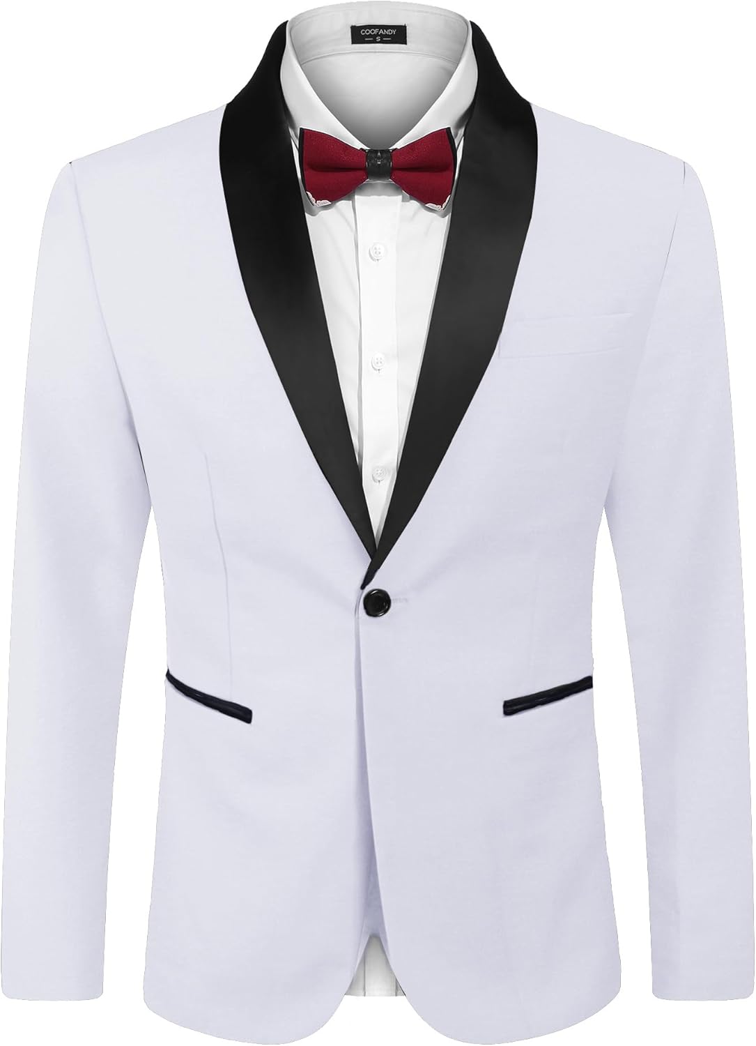 Men's Tuxedo Jacket One Button Dress Suit Blazer Jacket for Wedding Dinner Prom Party 01 white Small