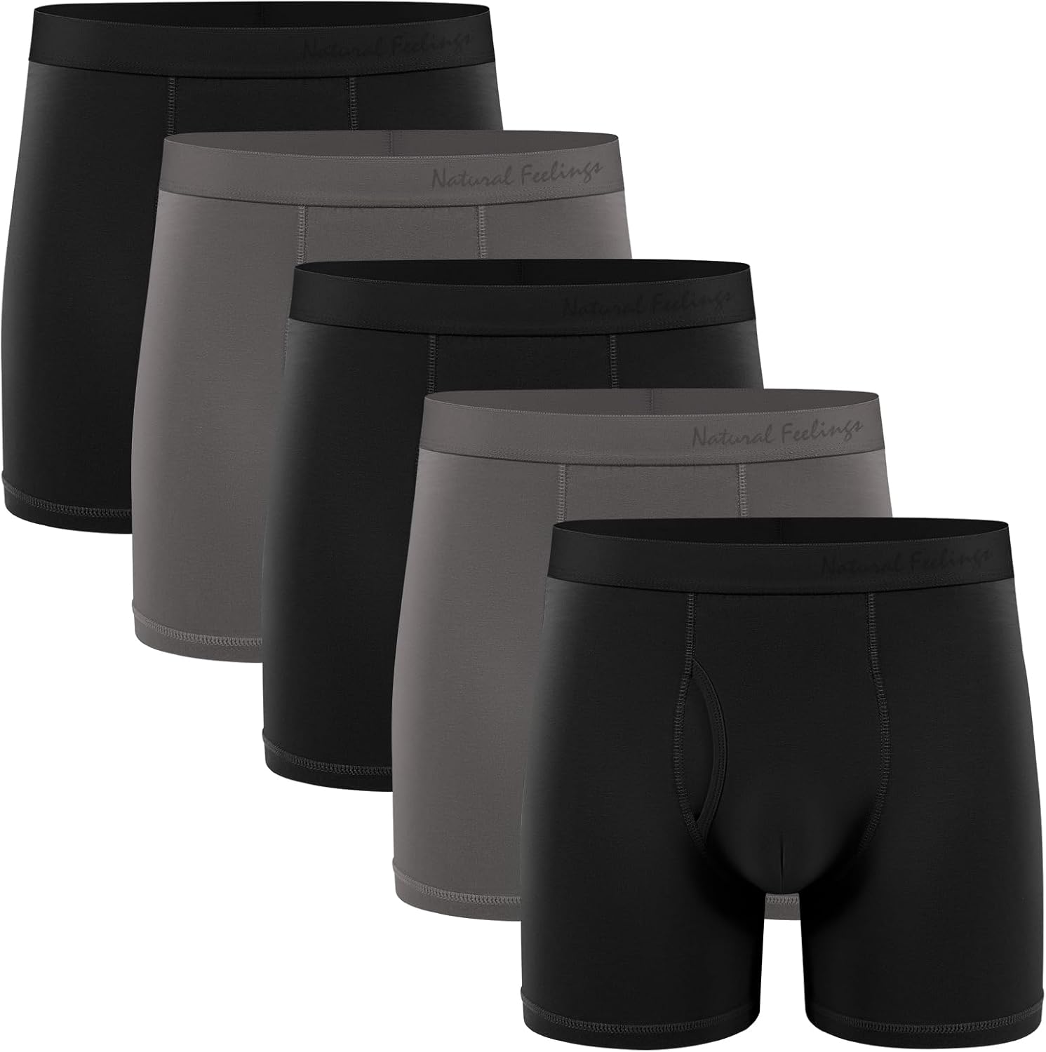 Boxer Briefs Mens Underwear Men Pack Soft Cotton Open Fly Underwear Medium A1: Black Grey Pack 5