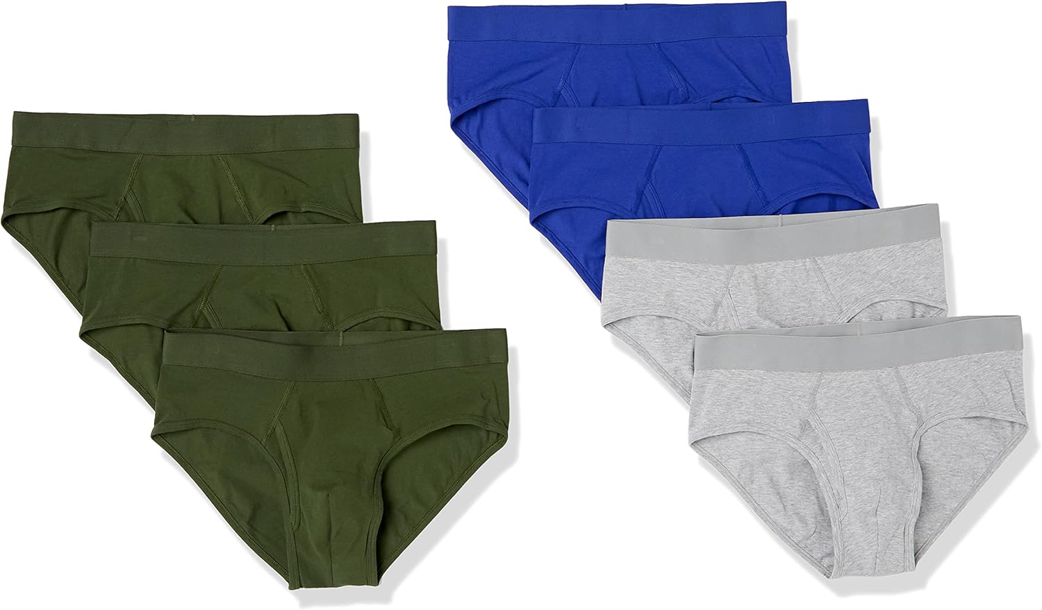 Men's Cotton Jersey Briefs, Pack of 7, Available in Big & Tall Medium Dark Olive/Royal Blue/Grey Heather