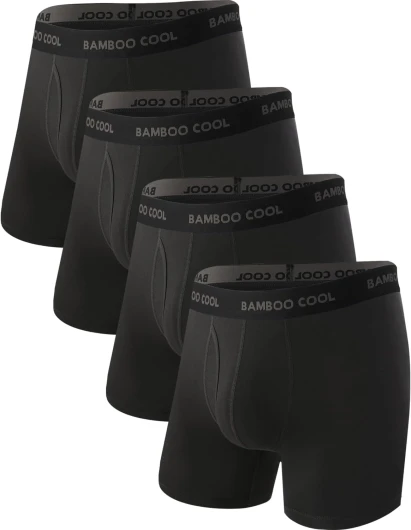 Men's Ultra Breathable Underwear,No Riding Up Boxer Briefs with ComfortFlexible Waistband,Multipack 02-black (4 Pack） Medium