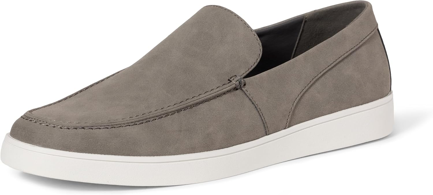 Men's Slip-on Loafer Sneakers 12 Grey Faux Suede