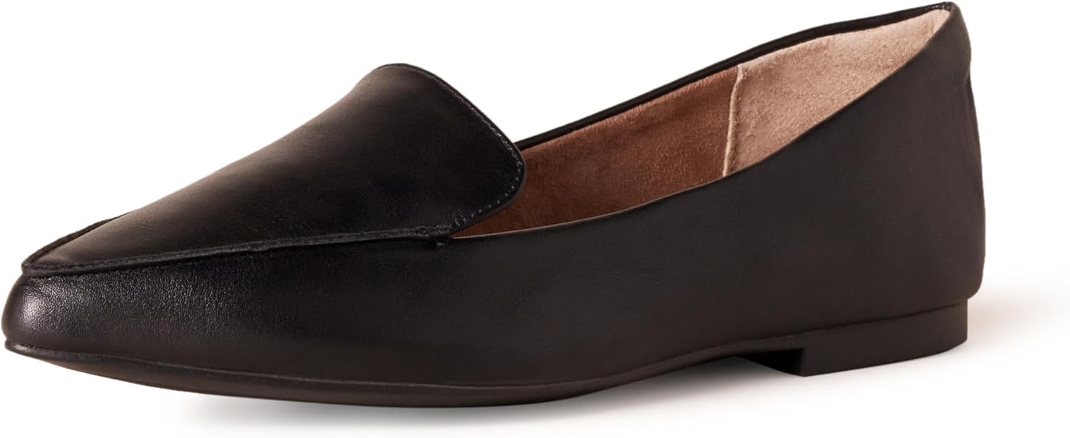 Women's Loafer Flat 8 Wide Black Faux Leather