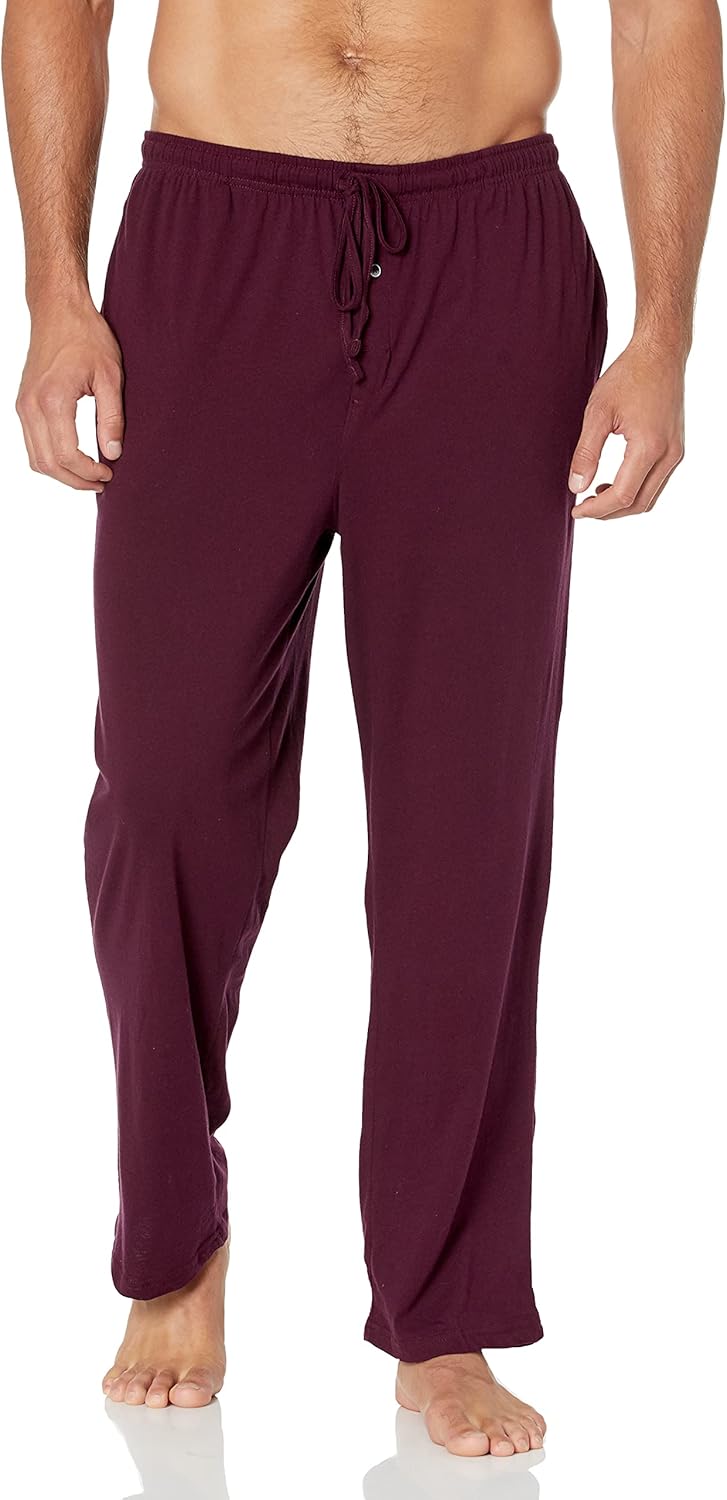 Men's Cotton Knit Pajama Pant Medium Burgundy