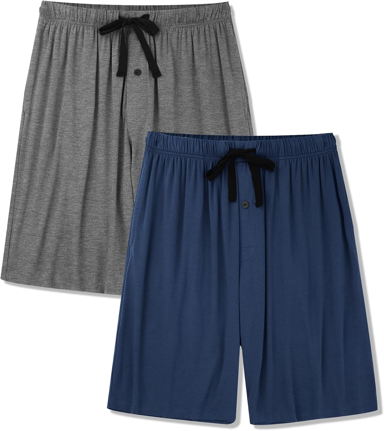 Men's Pajama bottoms Lounge Sleep Shorts Soft Comfortable Breathable Pajamas Shorts with Pockets 2 Pack A-dark Grey, Blue(2 Pack) Large