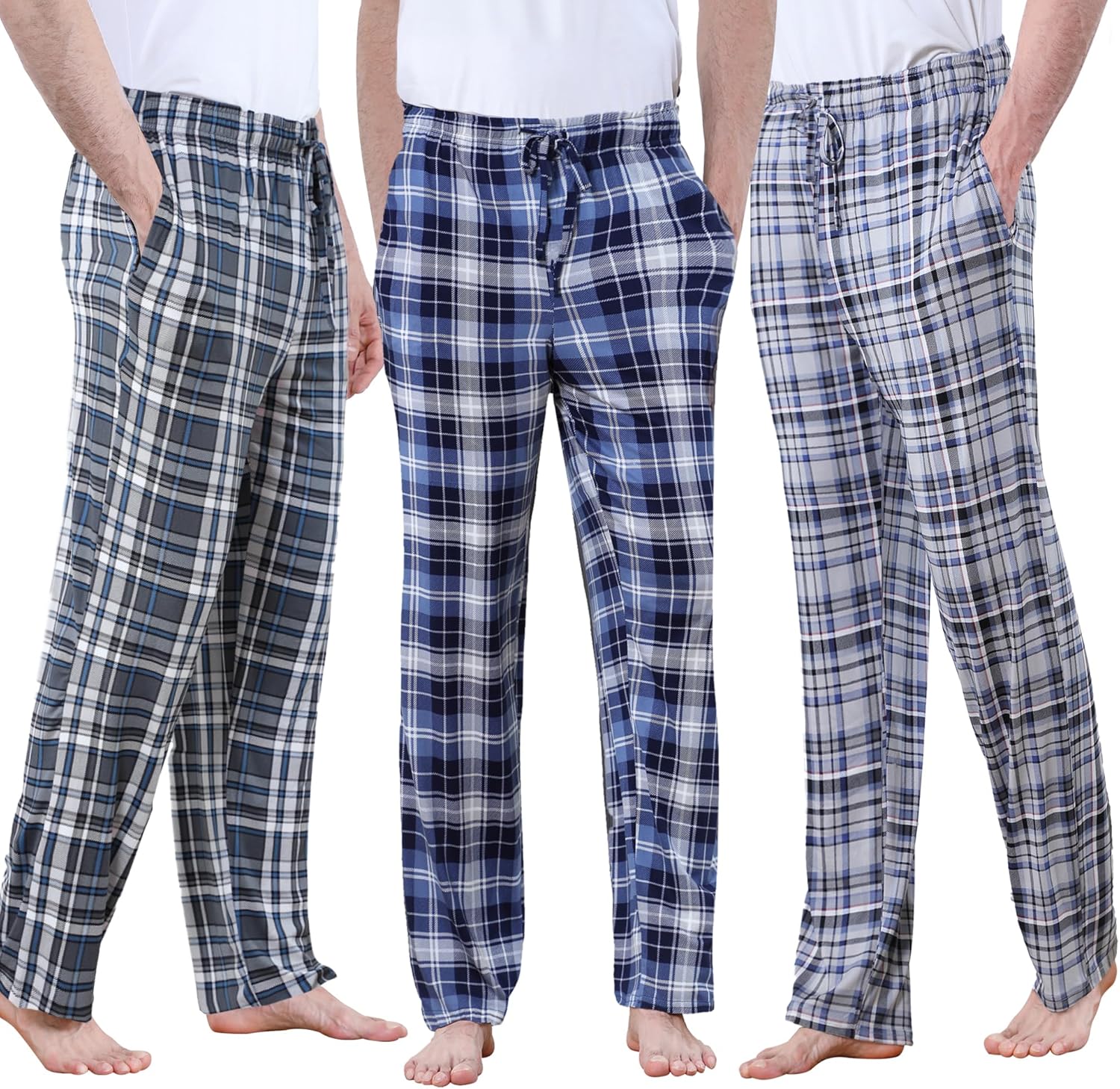 Men's Lightweight Pajama Pants Soft Lounge Sleep Joggers Adjustable Drawstring & Pockets All-Season Sleepwear Set 6 Small