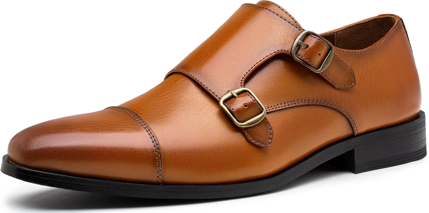 Dress Shoes for Men Monk Strap Loafers for Men 10.5 Amy9069-brown