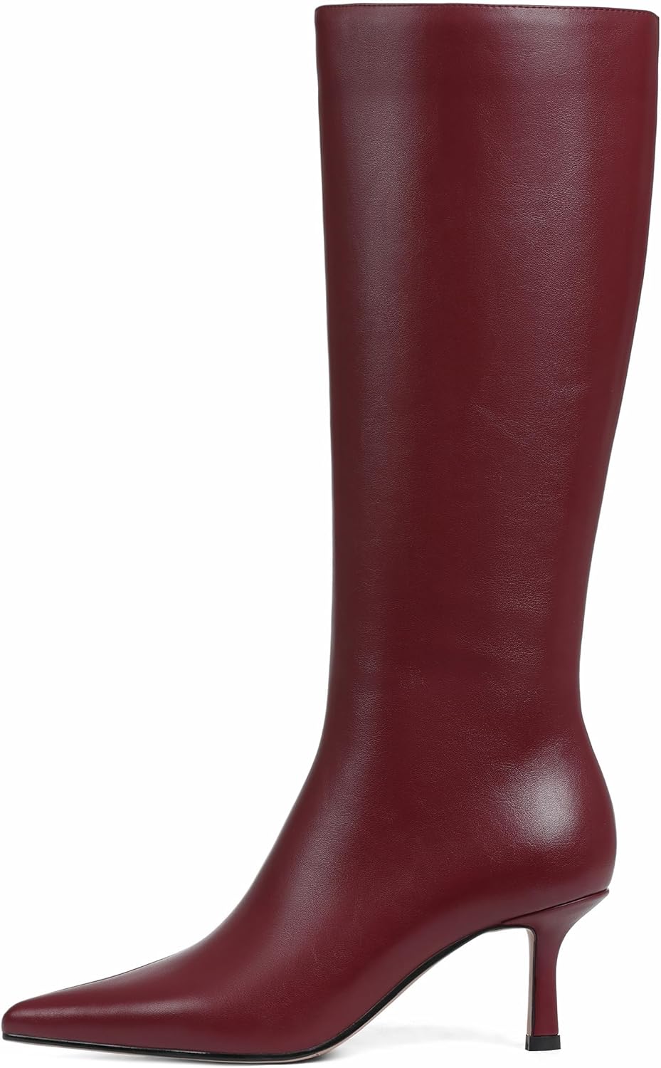 Knee High Boots Women Pointed Toe Tall Boots Stiletto High Heel Long Boots Side Zipper Sexy Dress Boots 8 Winered