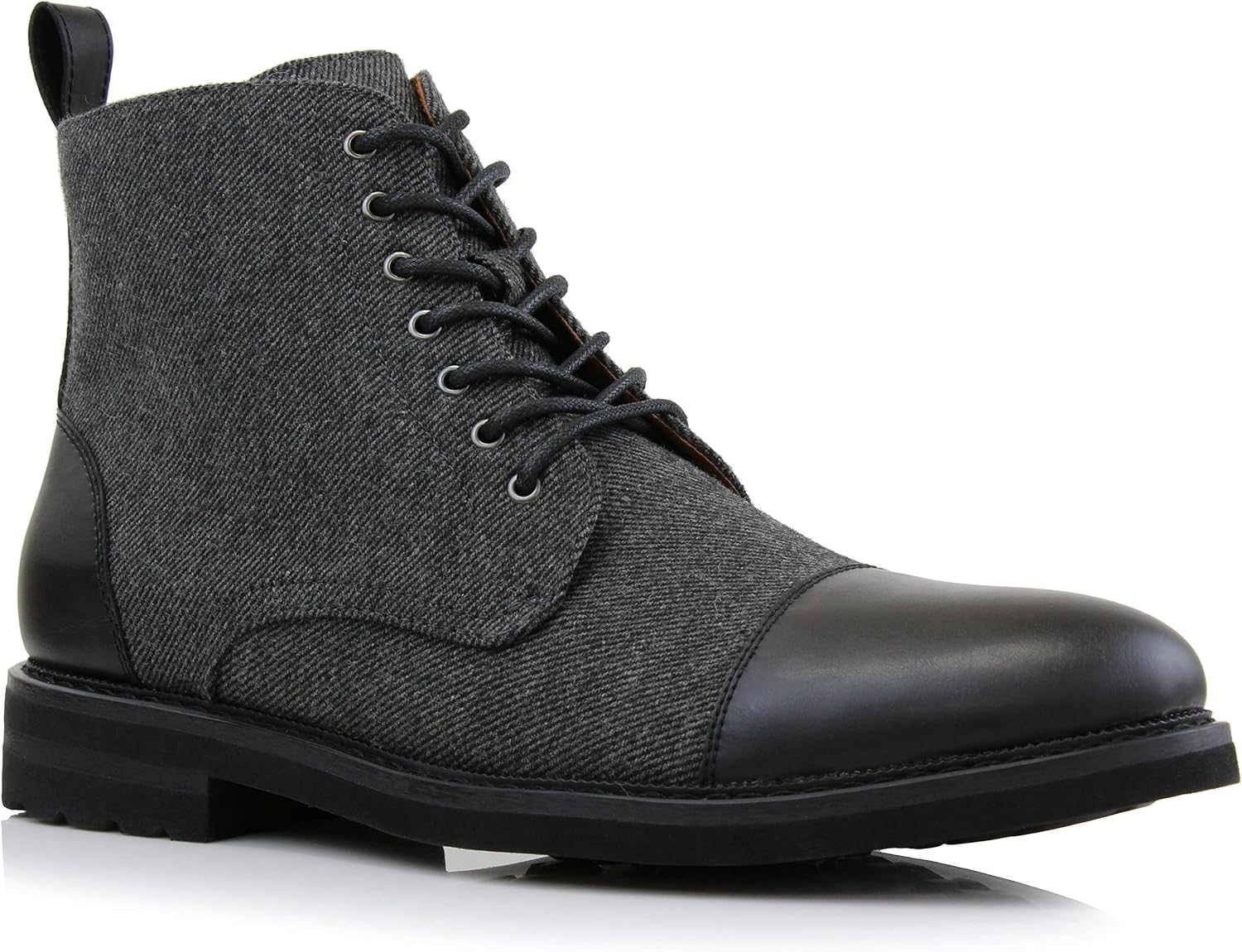 Brooke MPX806061 Grey Woolen and Leather Lace-up Fashion Chukka Boots with Zipper Closure 10.5 Black & Wool