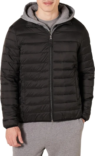 Men's Packable Lightweight Water-Resistant Puffer Jacket (Available in Big & Tall) Large Black