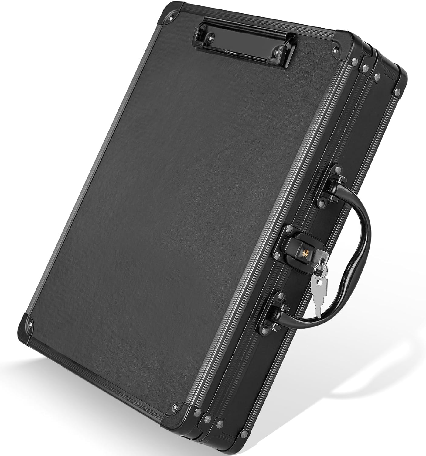 Key Lock Clipboard Storage Box, Heavy Duty Clipboard with Storage, Metal Locking Box with Handle, Lock Box Maximum Security - Holds Letter Size Paper, 12.5 x 9.5 inch, Black Key Lock - Black