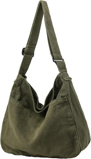 Canvas Tote Bag Casual Hobo Crossbody Shoulder Bag for Women and Men Large Purse Messenger Bag Travel Work 1-army Green