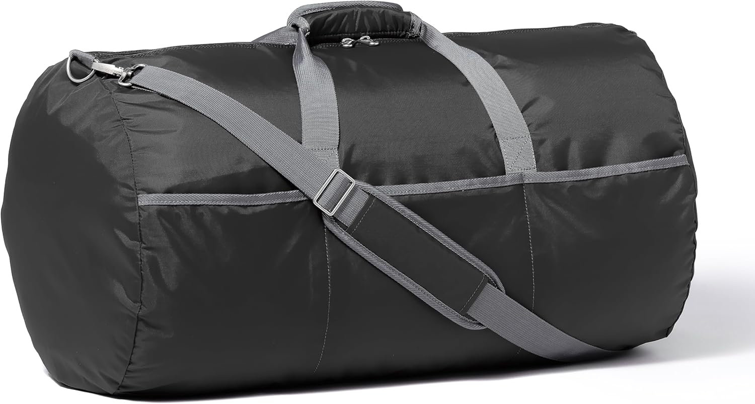32" Extra Large Foldable Duffle Bag for Travel & Storage, with Exterior/Interior Zippered Pockets, Lightweight/Durable Nylon Material, 50-LBS Capacity, 9254 Cubic Inch (150L), Black