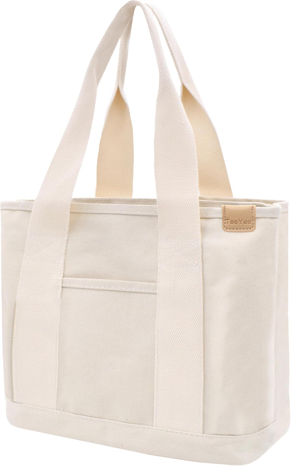 Canvas Tote Bag Casual Multi pockets Handbags Large Capacity Shopping Shoulder Bag with Pocket Bags Work Purses Beigem Medium