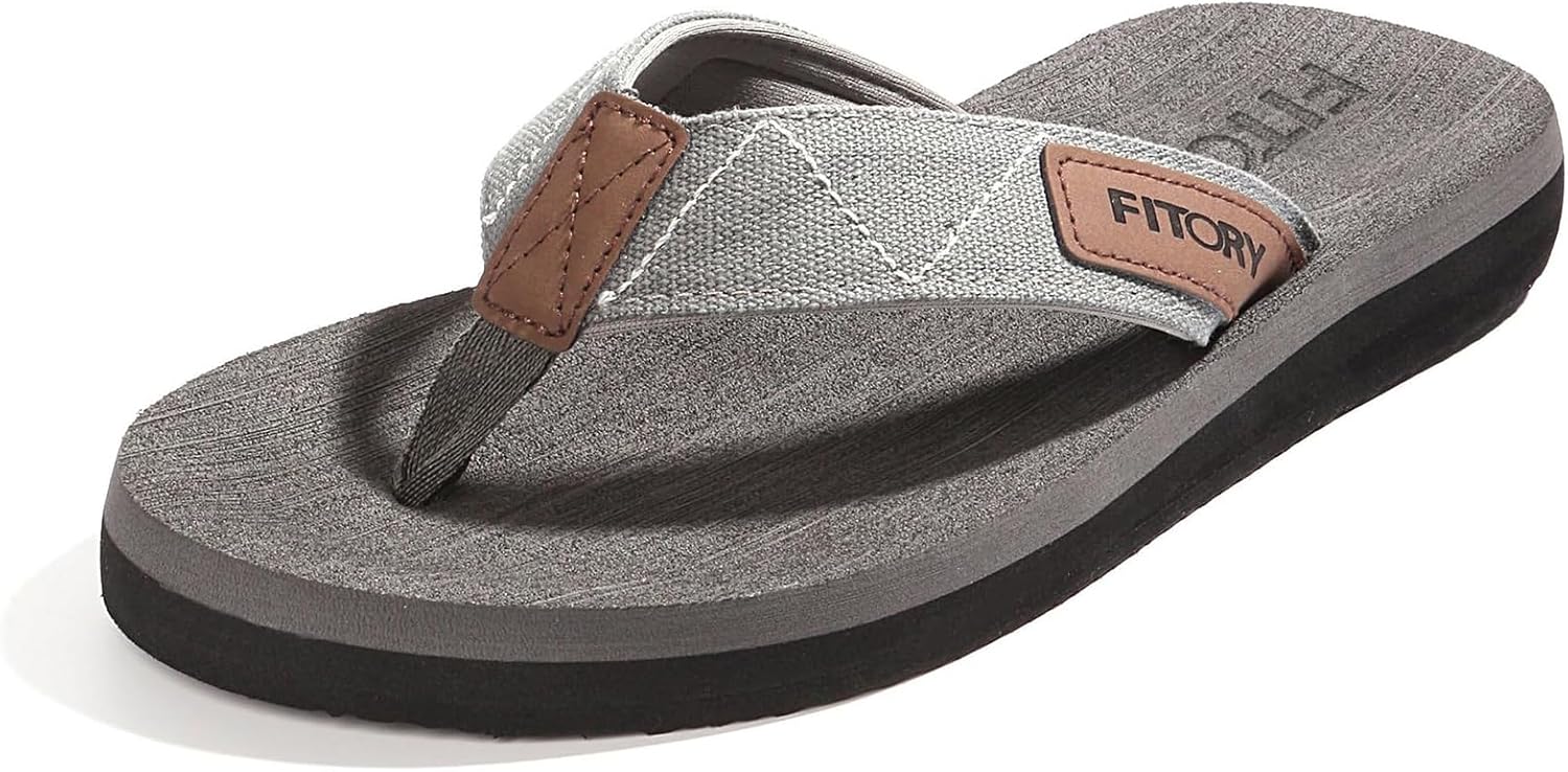 Men's Flip-Flops, Thongs Sandals Comfort Slippers for Beach 10 Grey