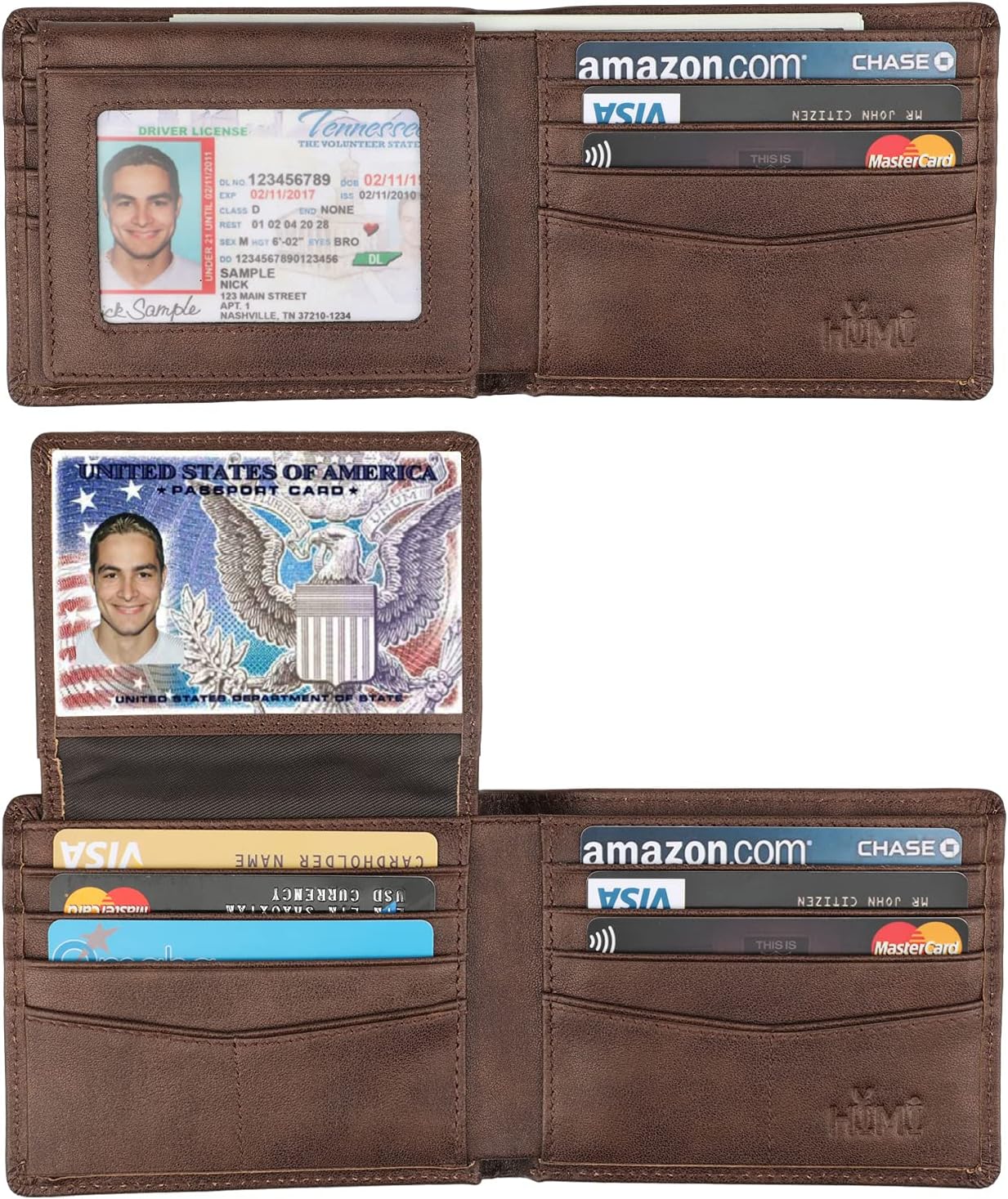 Wallet for Men-Genuine Leather RFID Blocking Bifold Stylish Wallet With 2 ID Window Galaxy Style Galaxy Coffee
