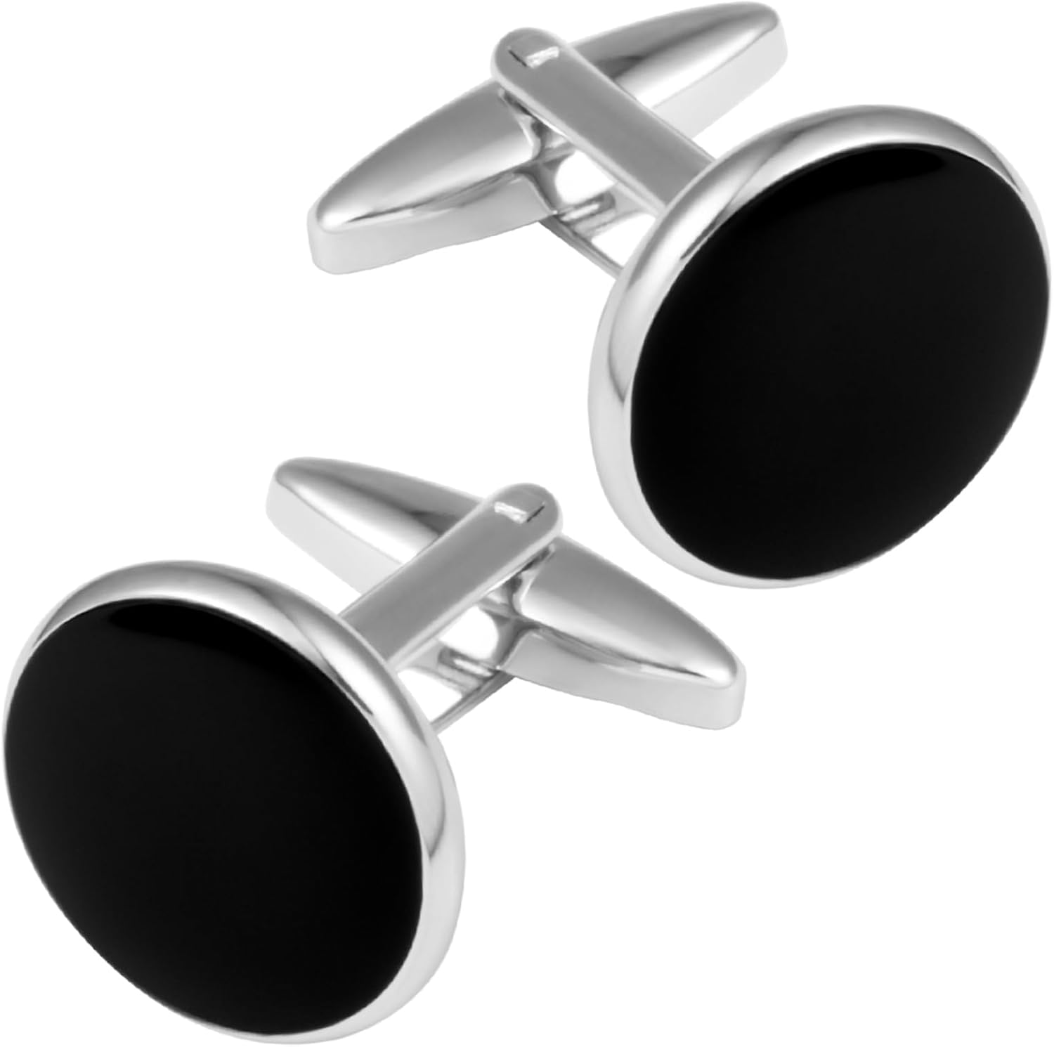 Cufflinks for Men Classic Wedding Business Shirt Cuff Links Silver Gold Black Set Gifts with Box Black-01
