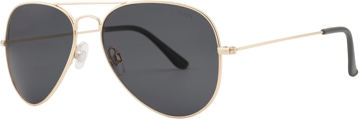 Polarized Aviator Sunglasses for Women Men, UV400 Protection Lens and Lightweight Metal Pilot Frame Shiny Gold/Grey