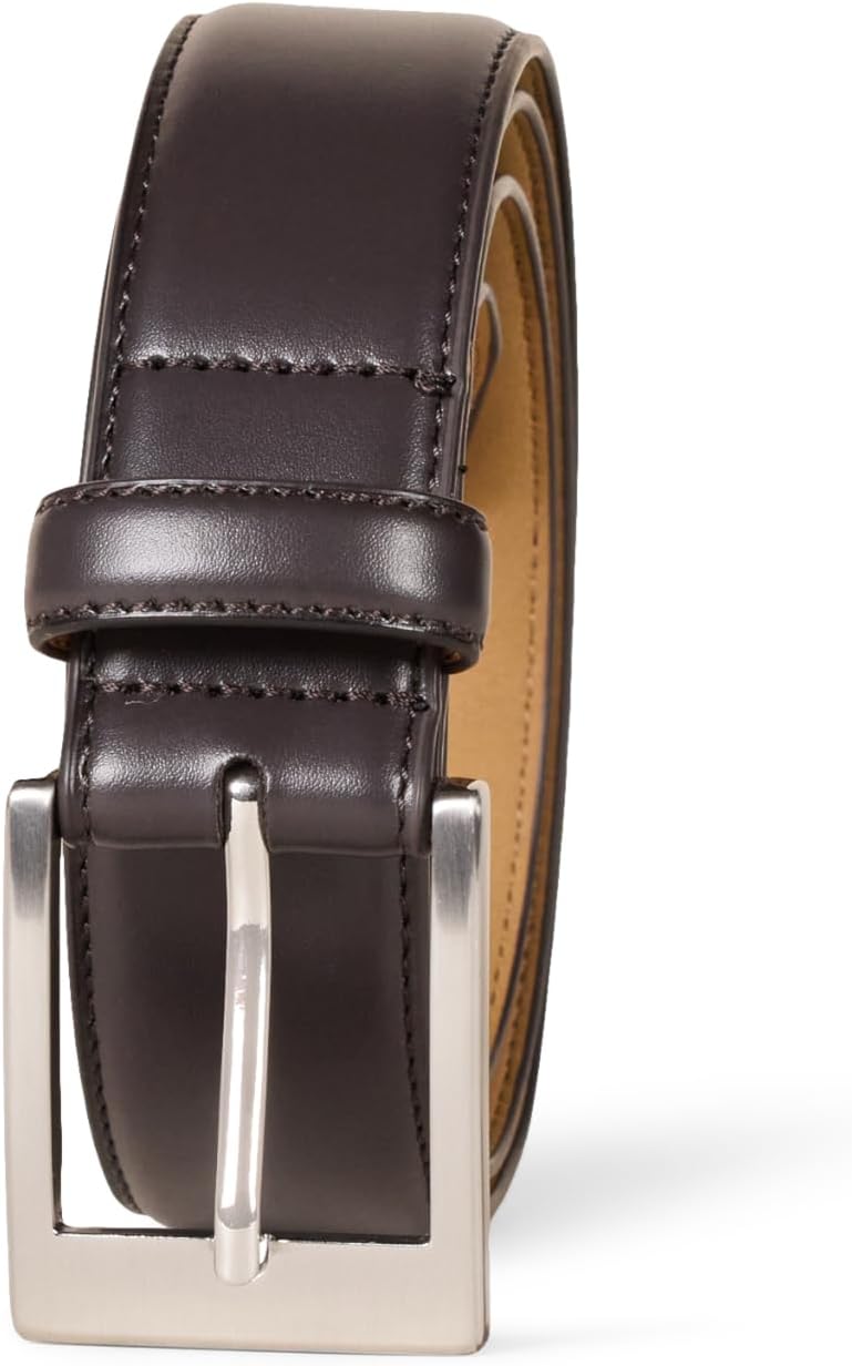 Men's Leather Belt, Classic Style 32 Dark Brown