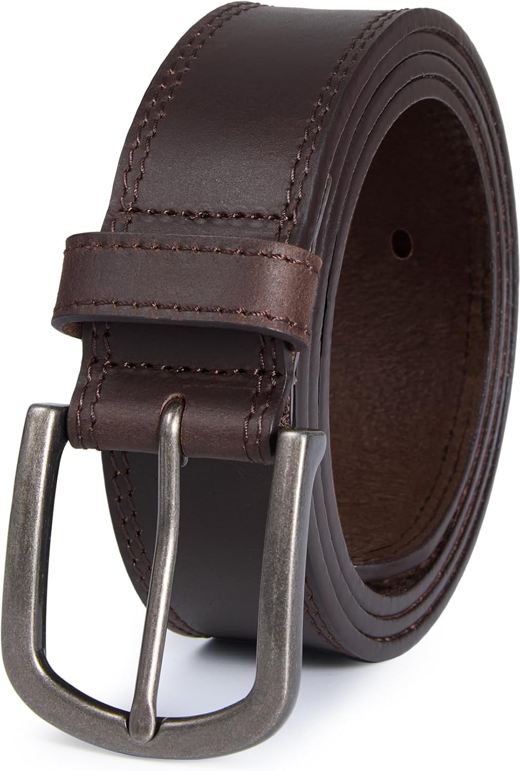 Men's Full Grain Leather Belt for Everyday Casual Jeans, 1.5" Handmade Men Leather Belts with Gift Box Brown 36(Fits Waist 34"-35")