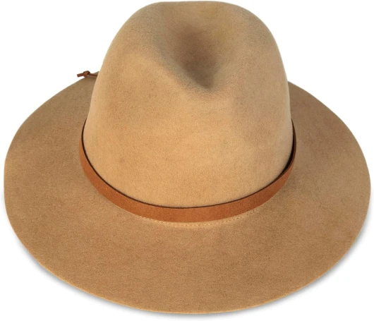 Women's Wool Fedora Wide Brim Adjustable Hat with Faux Suede Tie (One Size Fits Most) One Size Khaki