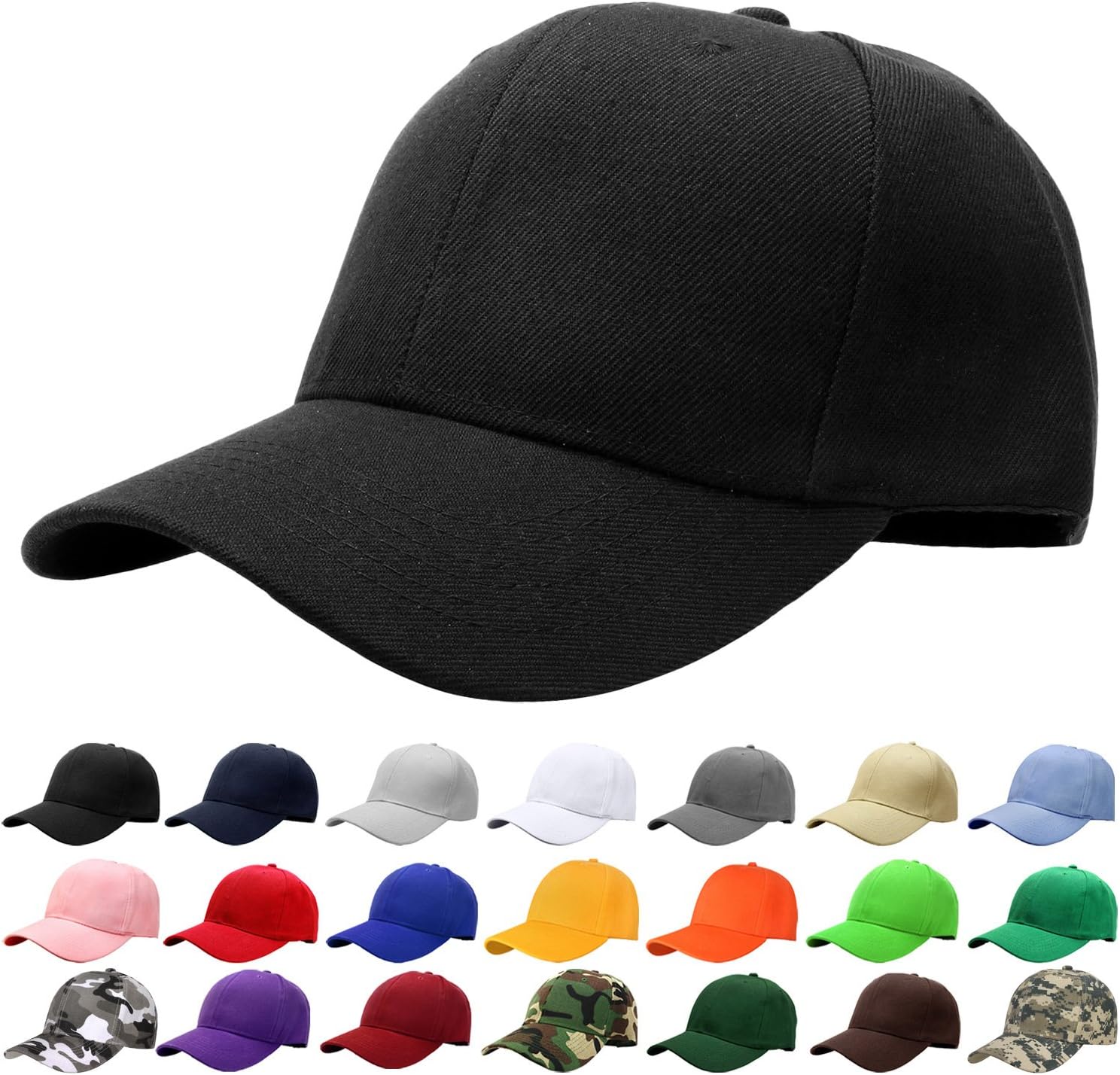 Baseball Cap Adjustable Size for Running Workouts and Outdoor Activities All Seasons One Size 1pc Black