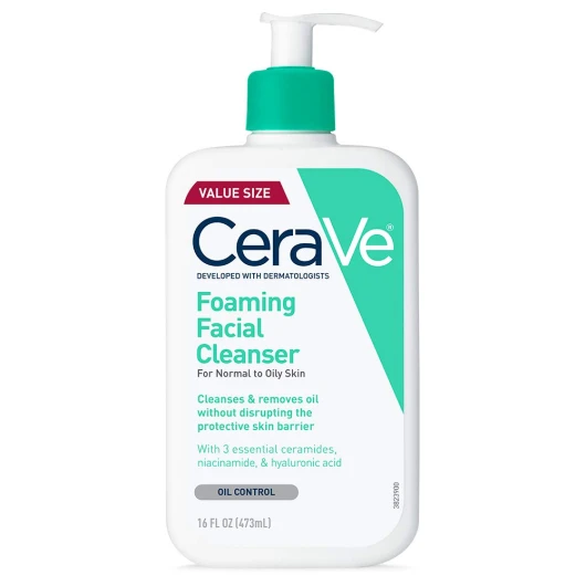 Foaming Facial Cleanser, Daily Face Wash for Oily Skin, Hyaluronic Acid + Ceramides + Niacinamide, Fragrance Free & Paraben Free, Non-Drying Oil Control Face Wash, 16 Fluid Ounces 16 Fl Oz (Pack of 1)