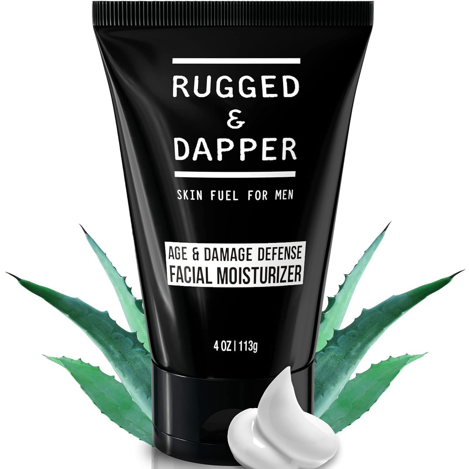 RUGGED & DAPPER - Age Defense Face Moisturizer for Men - 4oz - Hydrating Mens Face Lotion - Unscented + Anti- Aging Formula for Clear Skin - Natural Ingredients - Made in USA
