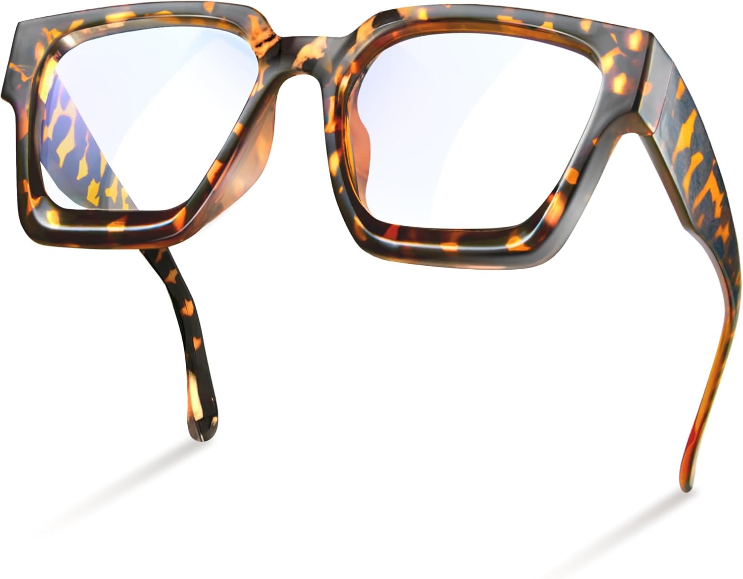 Oversized up to 99% Blue Light Blocking Glasses for Woman - Rectangle Fashion Glasses for Computer, Chic Preppy Frame Chunky *Coco Tortoise